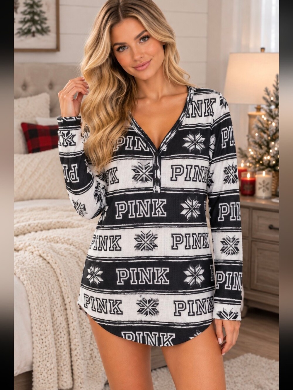 🌟🖤 VICTORIA'S SECRET PINK THERMAL SLEEPSHIRT 🖤🌟